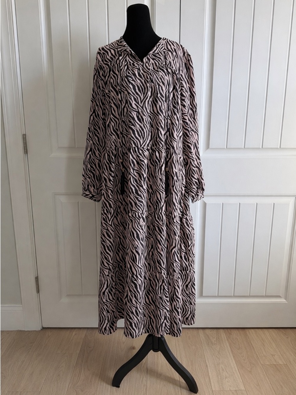Crescent Zebra Long Sleeve Dress